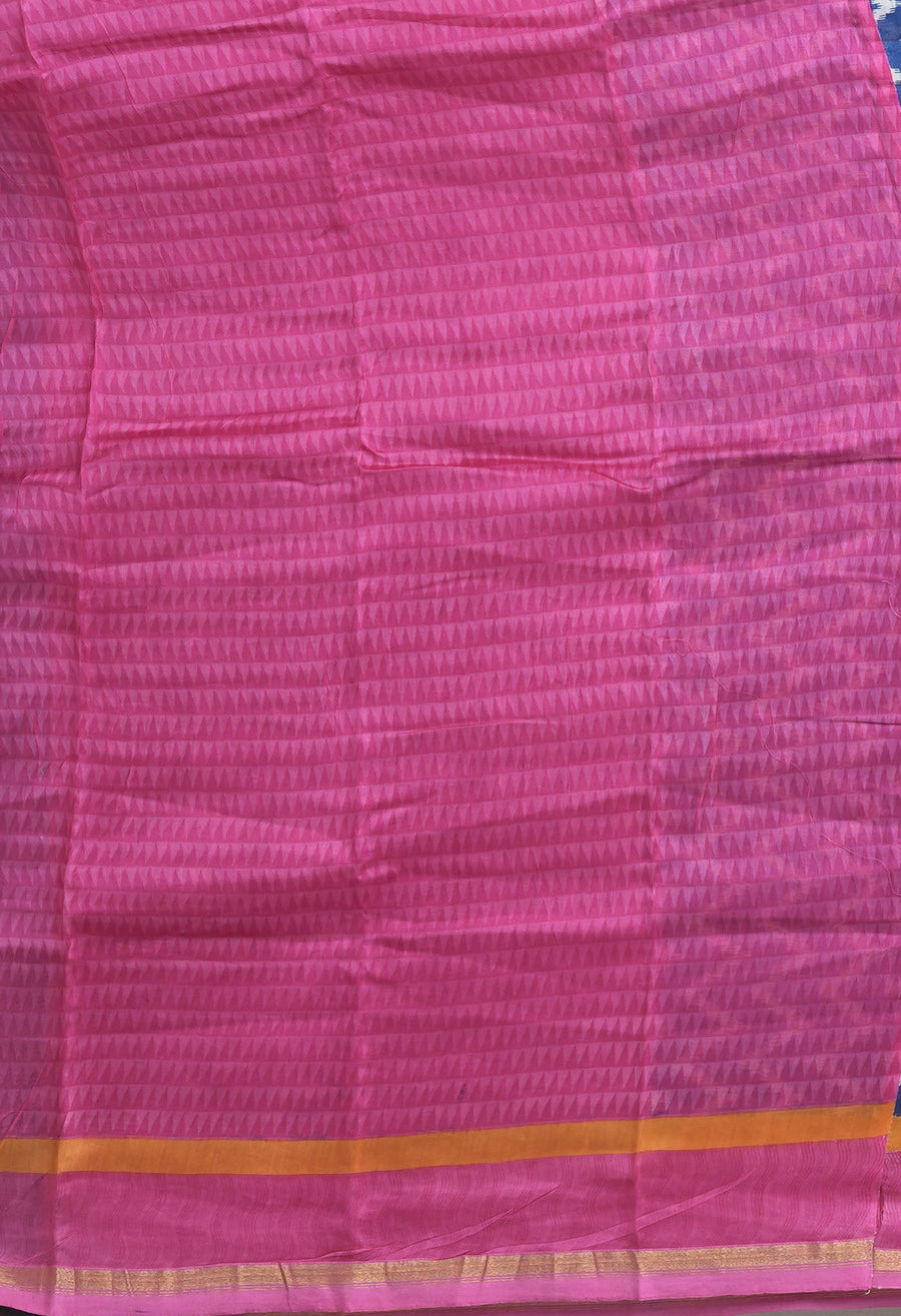 Navy Blue-Pink Pure Designer Printed Chanderi Sico Saree-UNM82865 - Pehnaawaa
