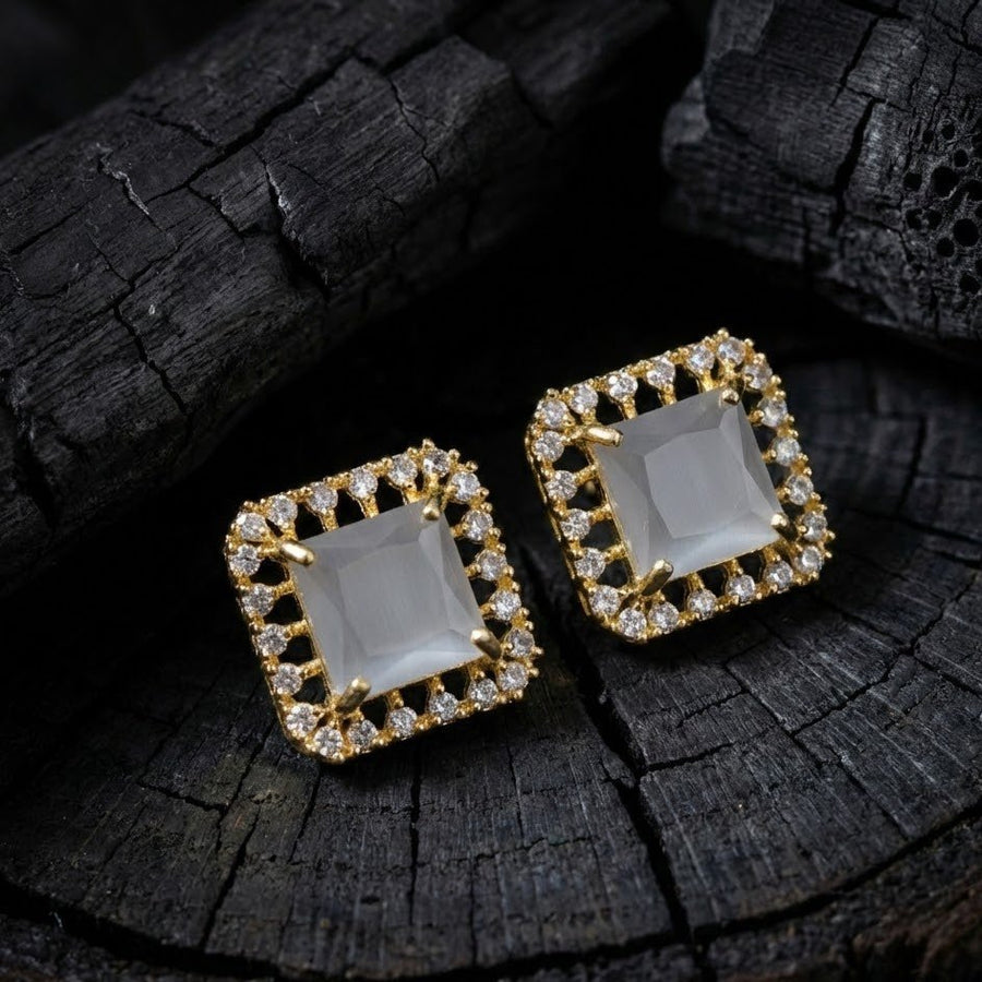 Square Halo Stud Earrings