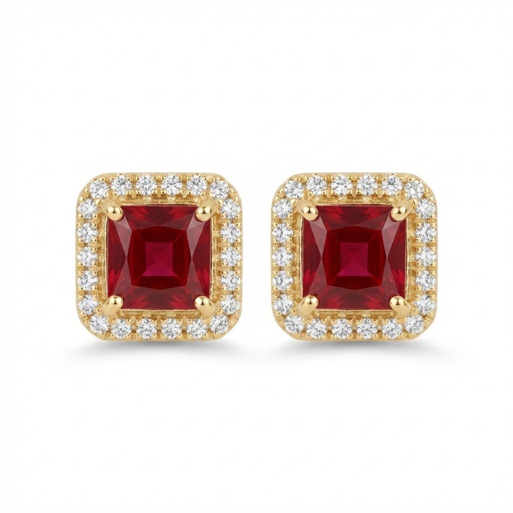 Square Halo Stud Earrings