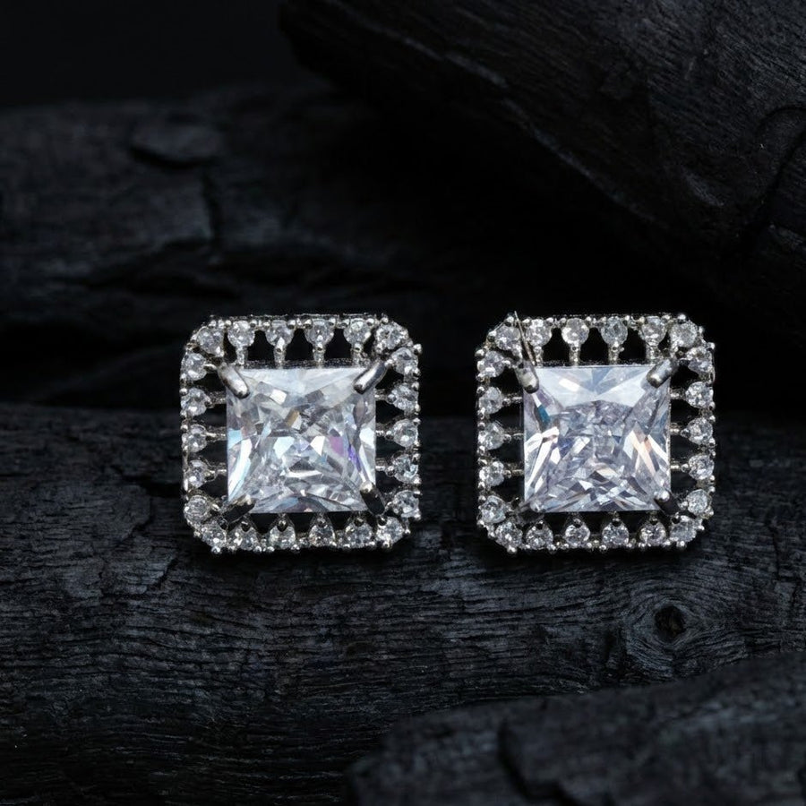 Square Halo Stud Earrings
