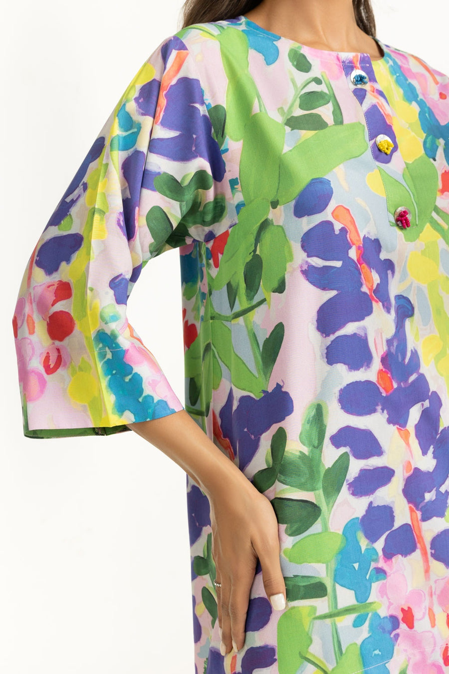 Multicolor Viscose 2-Piece Co-ord Set | Abstract Watercolor Print