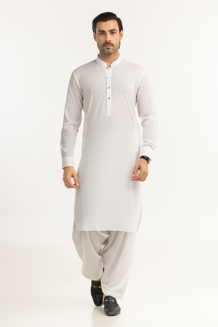 Ivory Cotton 2-Piece Kurta Set | Mandarin Collar - Pehnaawaa
