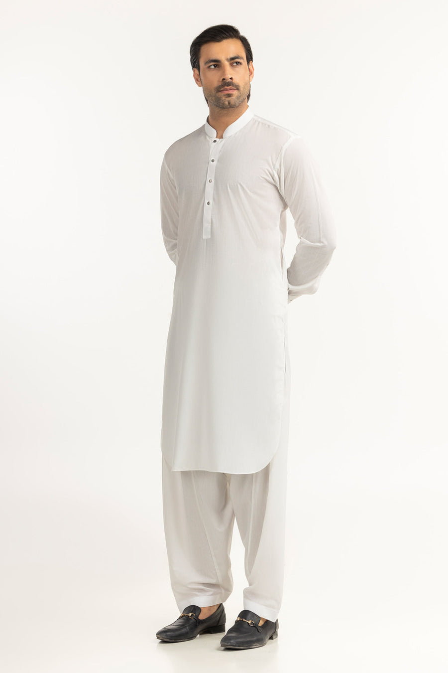 Ivory Cotton 2-Piece Kurta Set | Mandarin Collar - Pehnaawaa