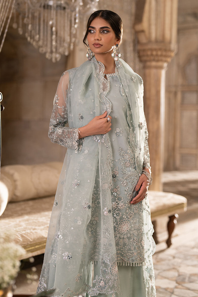 AQUA SPARKLE-3PC ORGANZA EMBROIDERED PRET - Pehnaawaa