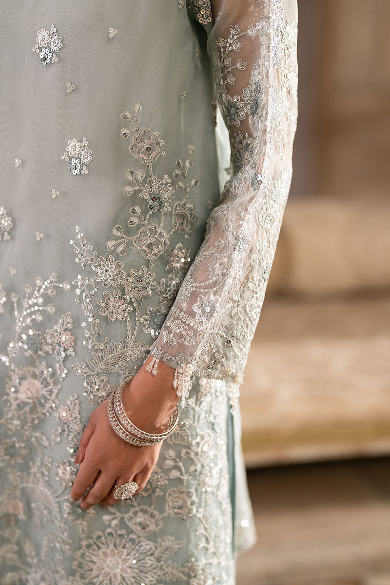 AQUA SPARKLE-3PC ORGANZA EMBROIDERED PRET - Pehnaawaa