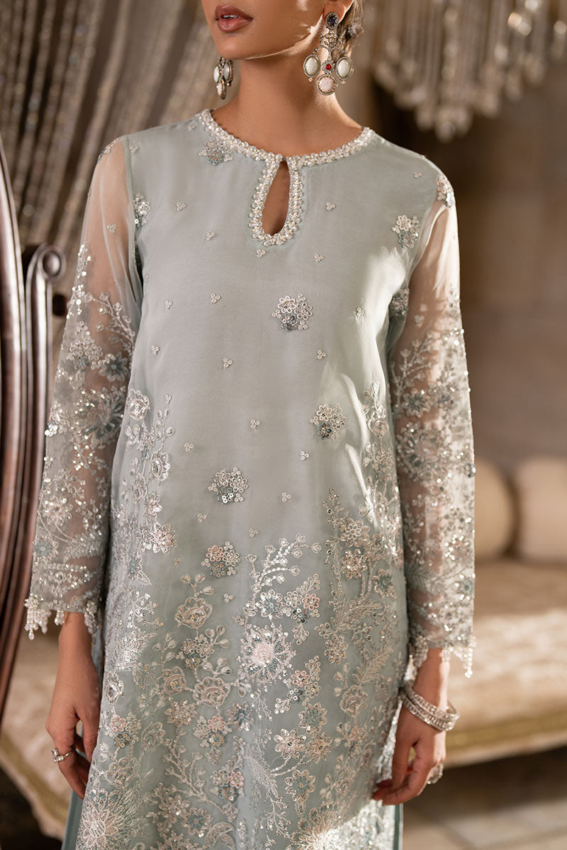 AQUA SPARKLE-3PC ORGANZA EMBROIDERED PRET - Pehnaawaa