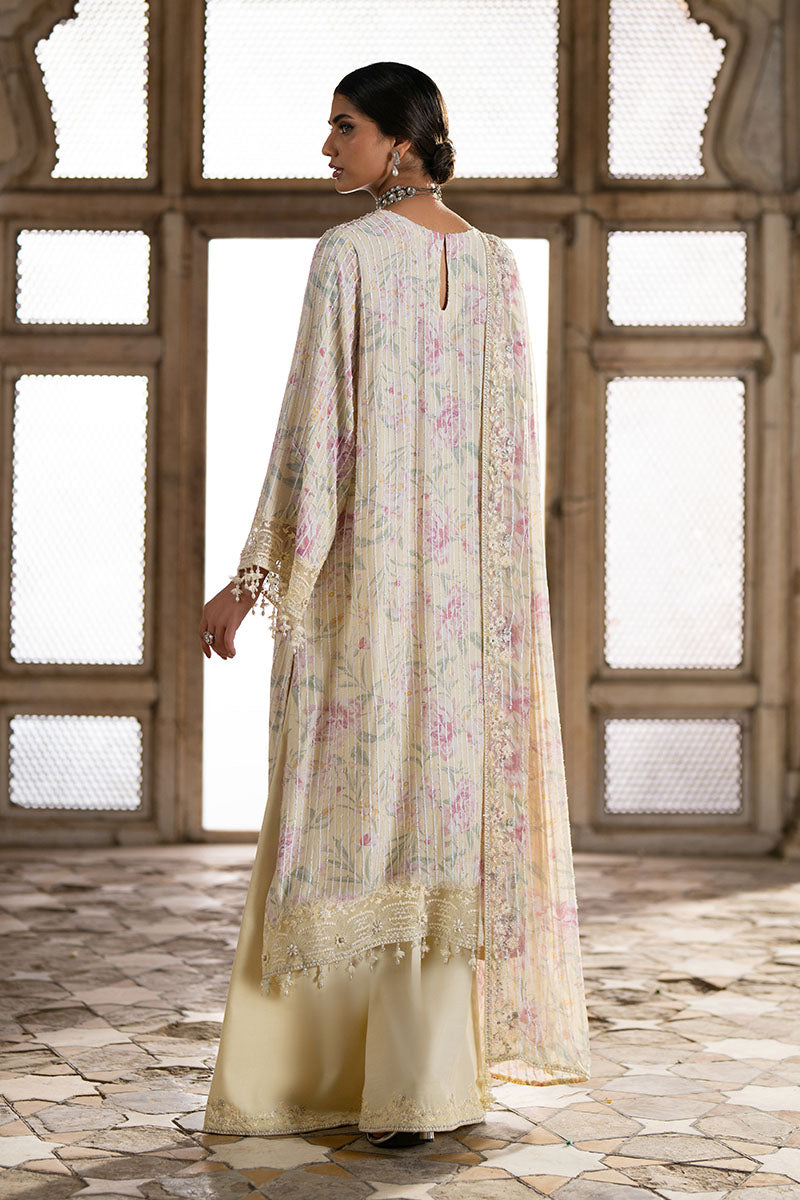 MUTED CELADON-3PC SILK EMBROIDERED PRET - Pehnaawaa