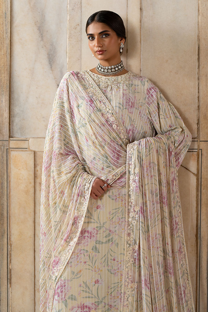 MUTED CELADON-3PC SILK EMBROIDERED PRET - Pehnaawaa