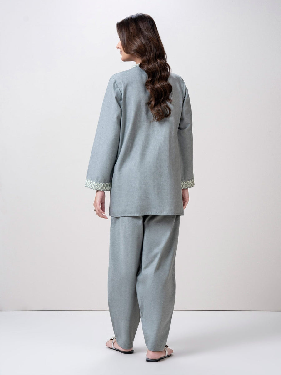 Yarn Dyed Co - ord Set - Embroidered - Pehnaawaa