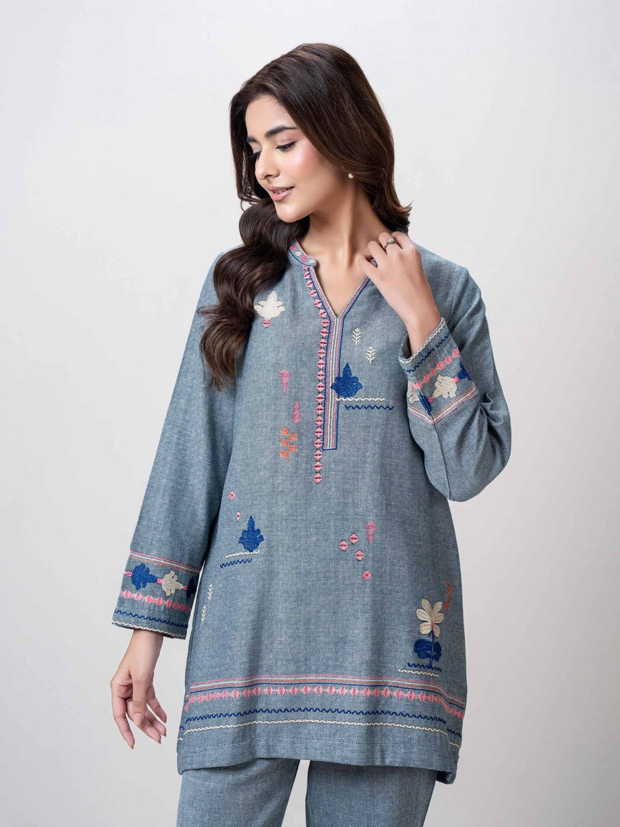 Yarn Dyed Co - ord Set - Embroidered - Pehnaawaa