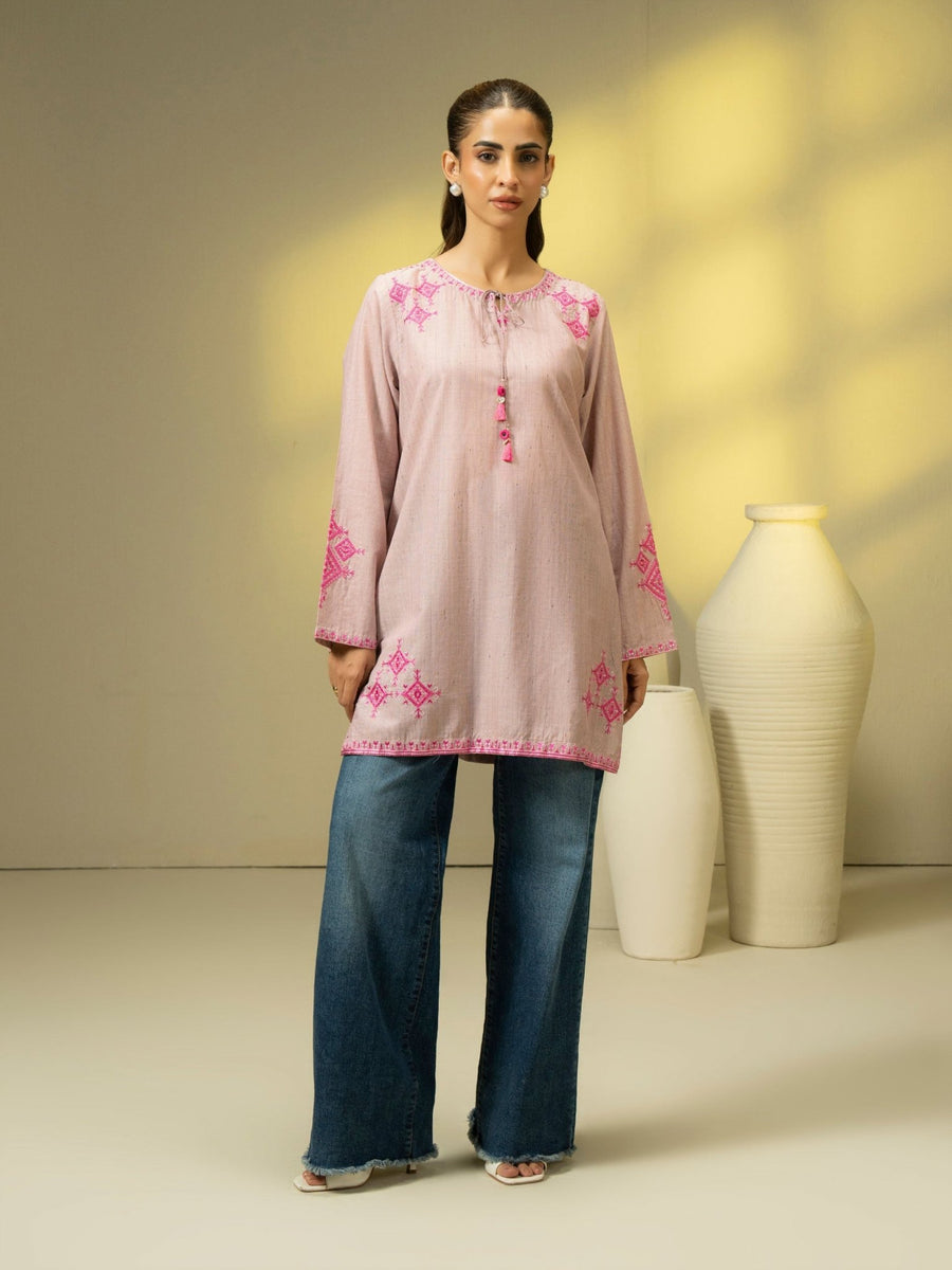 Yarn Dyed Kurti - Embroidered (Pret) - Pehnaawaa