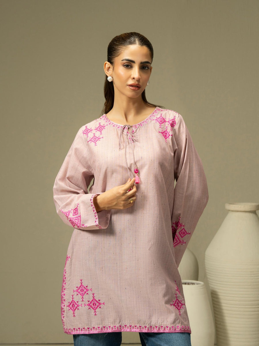 Yarn Dyed Kurti - Embroidered (Pret) - Pehnaawaa