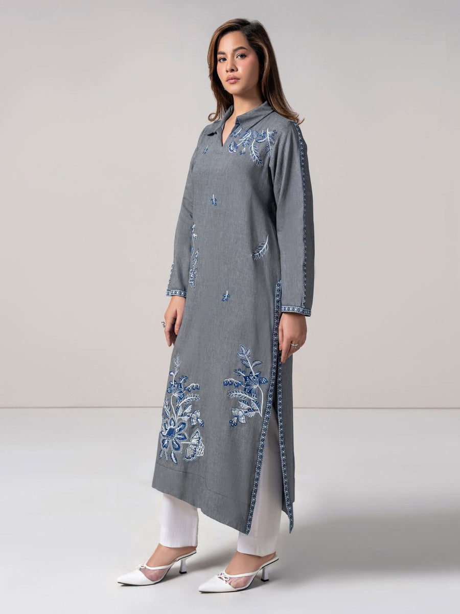 Yarn Dyed Shirt - Embroidered (Pret) - Pehnaawaa