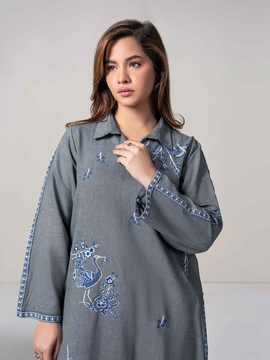 Yarn Dyed Shirt - Embroidered (Pret) - Pehnaawaa
